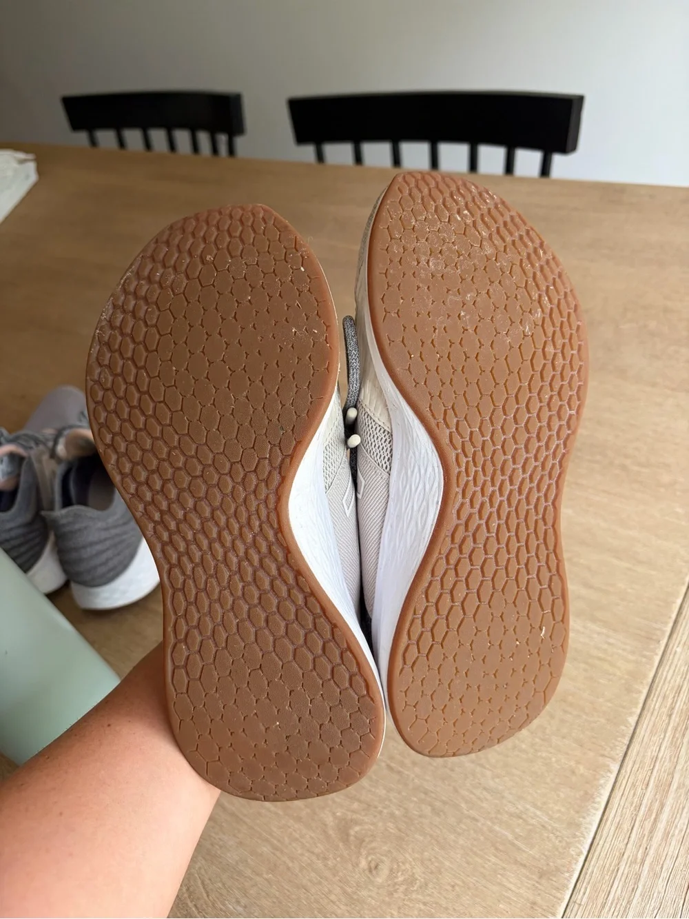 New Balance Beige & Gray Knit Slip-On Athletic Sneakers